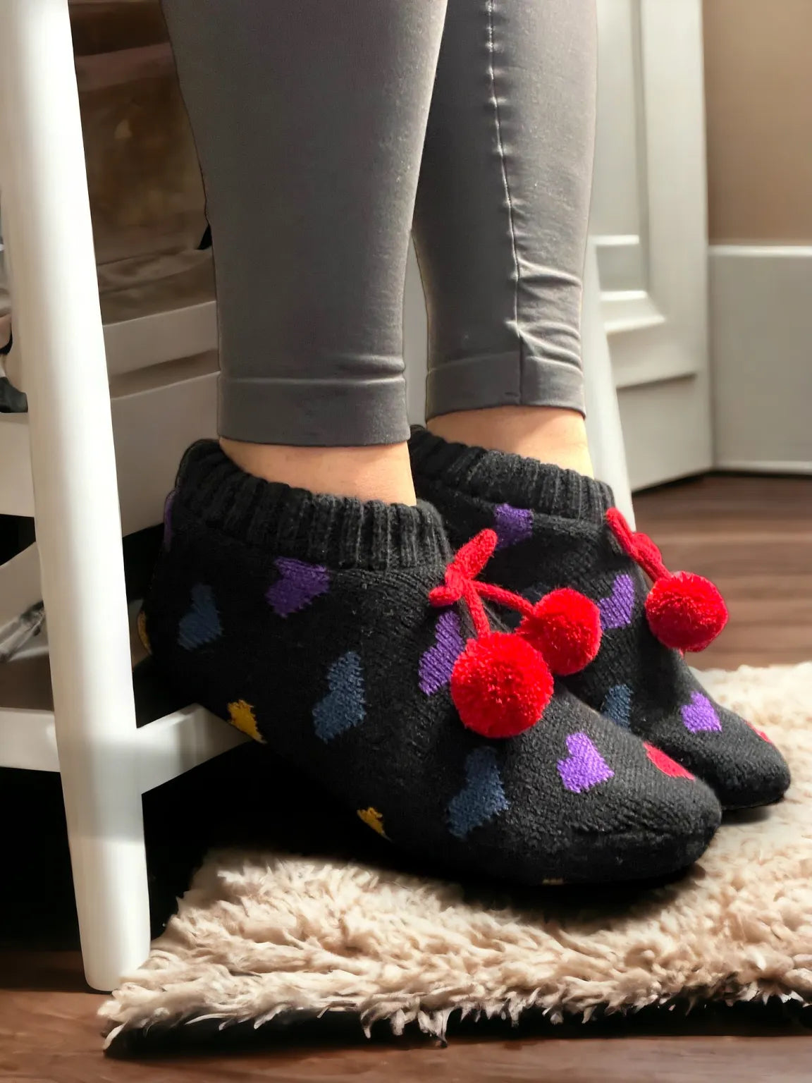 Happy Hearts Black Super Cosy Slipper Socks