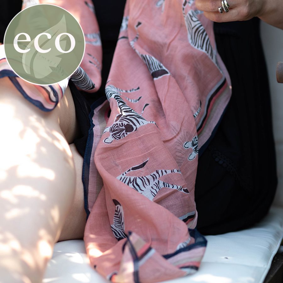 Salmon Pink Zebra Print Cotton Scarf