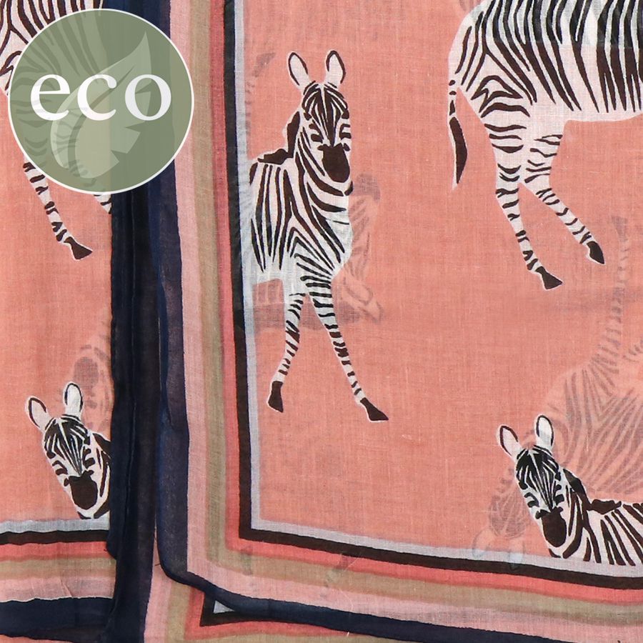 Salmon Pink Zebra Print Cotton Scarf