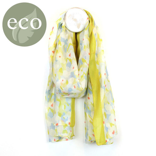 Recycled Yellow Mix Abstract Painted Flower Scarf