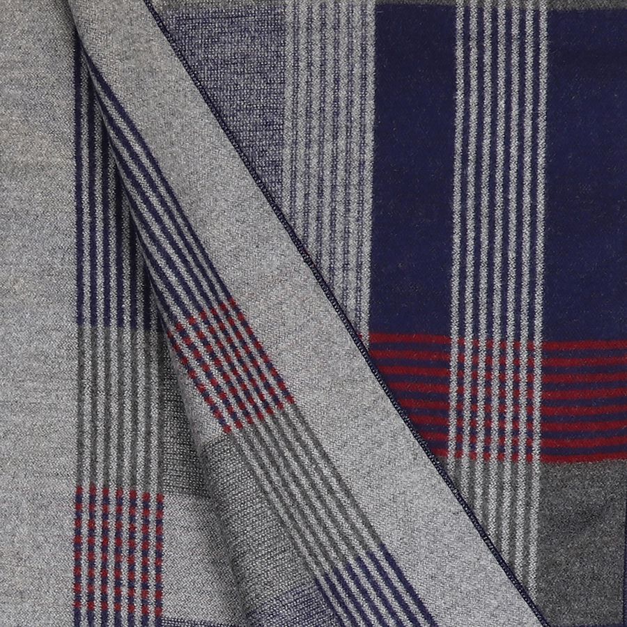 Mens Navy & Grey Lined Check Scarf