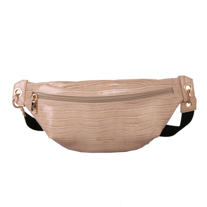 Red Cuckoo Crocodile Effect Bum Bag | Cream