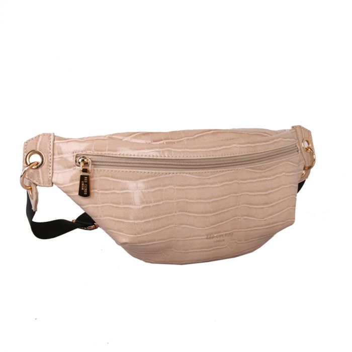 Red Cuckoo Crocodile Effect Bum Bag | Cream