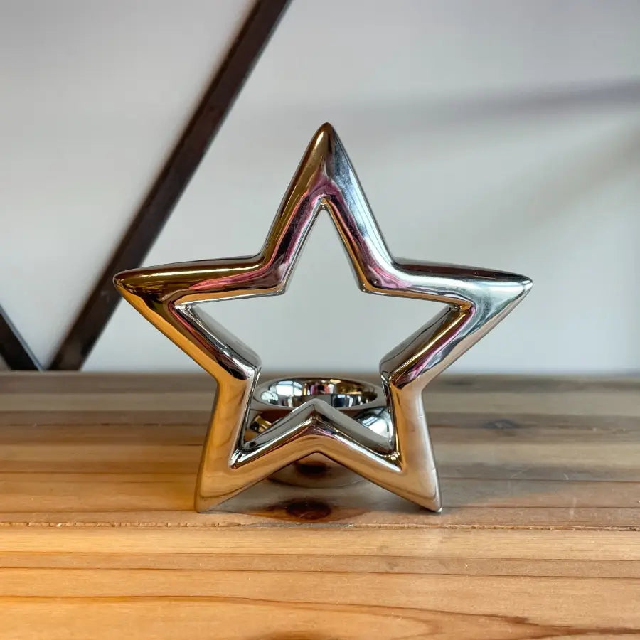 Silver Star T- Light Holder 13.5cm