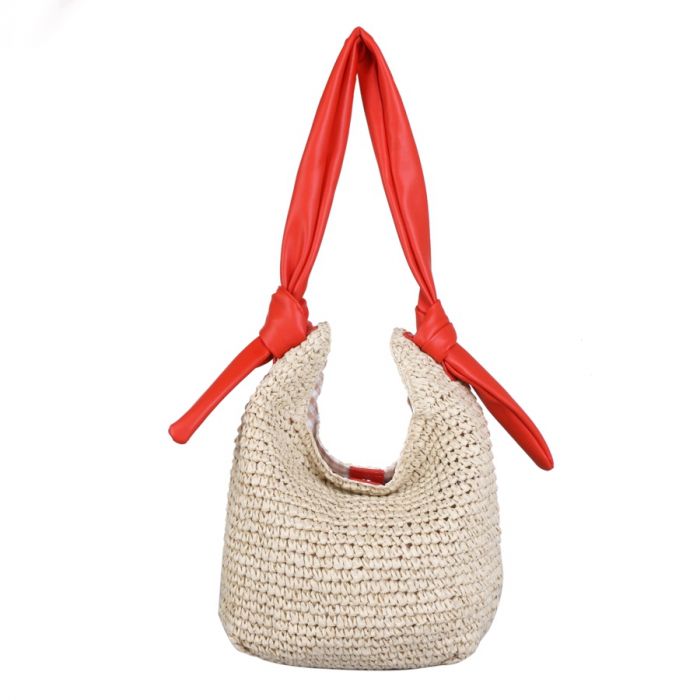 Red Cuckoo Woven Shoulder Bag | Coral