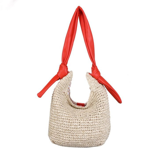Red Cuckoo Woven Shoulder Bag | Coral