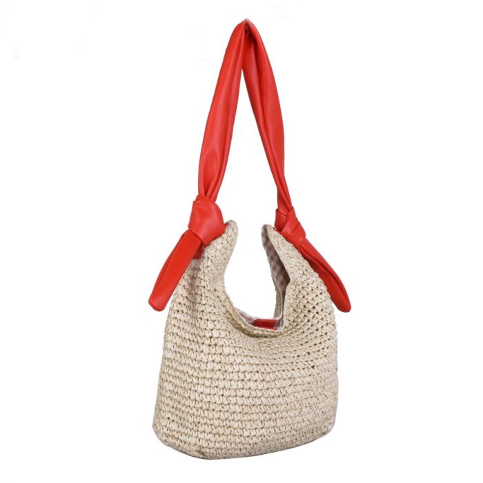 Red Cuckoo Woven Shoulder Bag | Coral