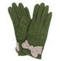 Olive Wool Mix & Pink Bow Gloves