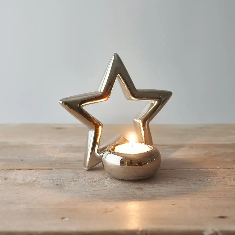 Silver Star T- Light Holder 13.5cm