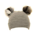 Ladies Double Faux Fur Pom Pom Hat
