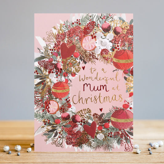 Mum Christmas Wreath Card