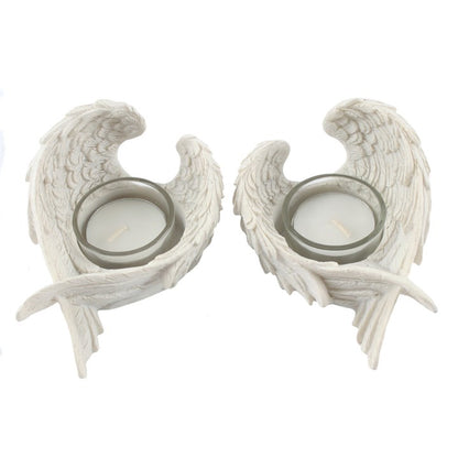 Set Of Two Angel Wing Candle Holders