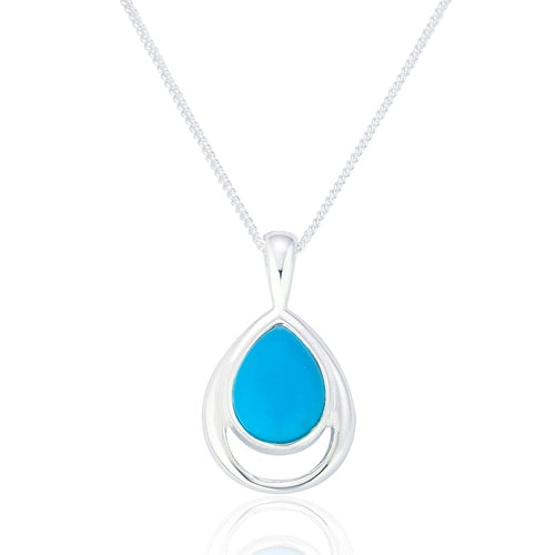 Sterling Silver Xanna Blue Turquoise Pendant & Chain