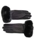 Ladies Touch Screen Gloves With Faux Fur Cuff