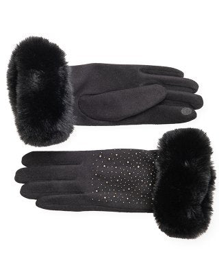 Ladies Touch Screen Gloves With Faux Fur Cuff