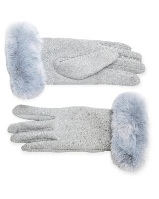 Ladies Touch Screen Gloves With Faux Fur Cuff