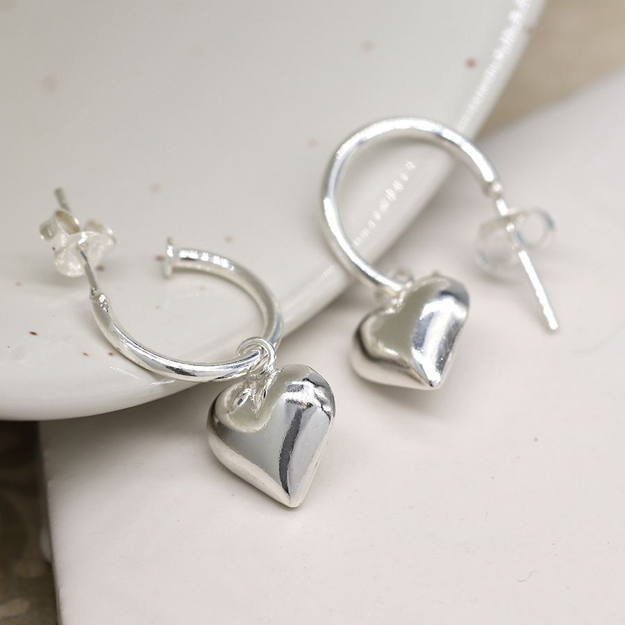 Sterling Silver Heart & Hoop Earrings