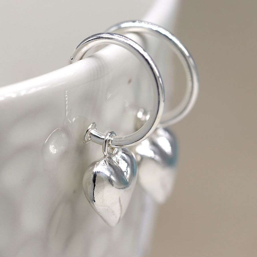 Sterling Silver Heart & Hoop Earrings