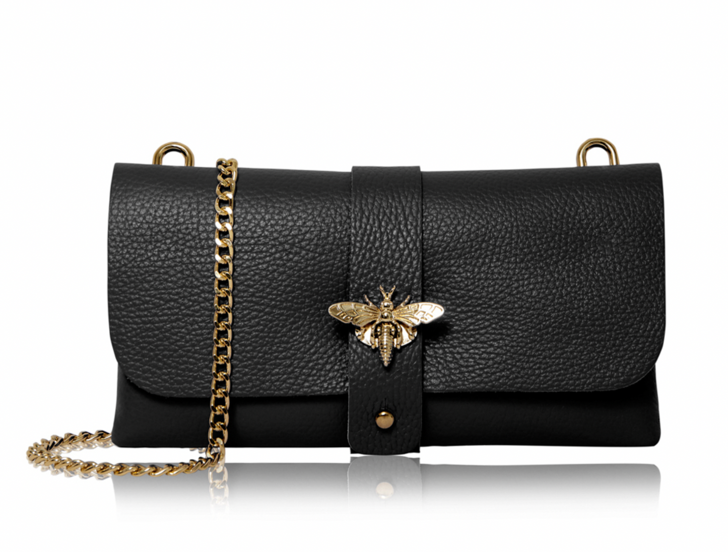 Leather Bee Motif Clutch / Bag