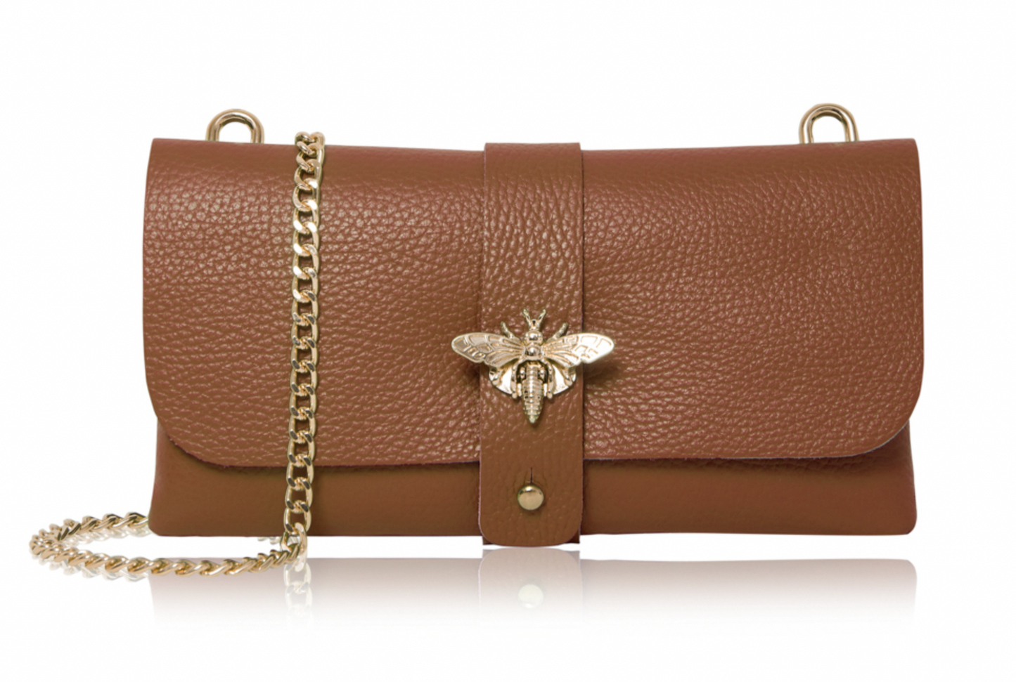 Leather Bee Motif Clutch / Bag