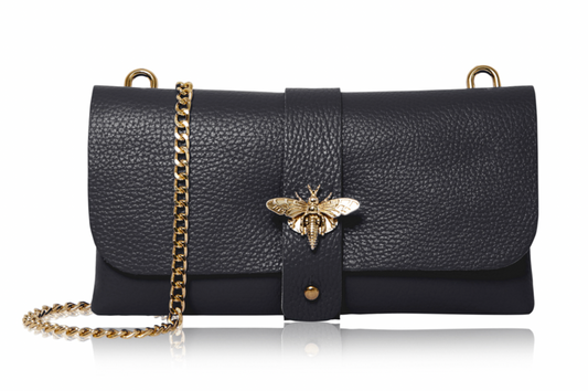 Leather Bee Motif Clutch / Bag