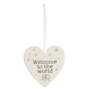 'Welcome To The World' Ceramic Baby Heart Sign