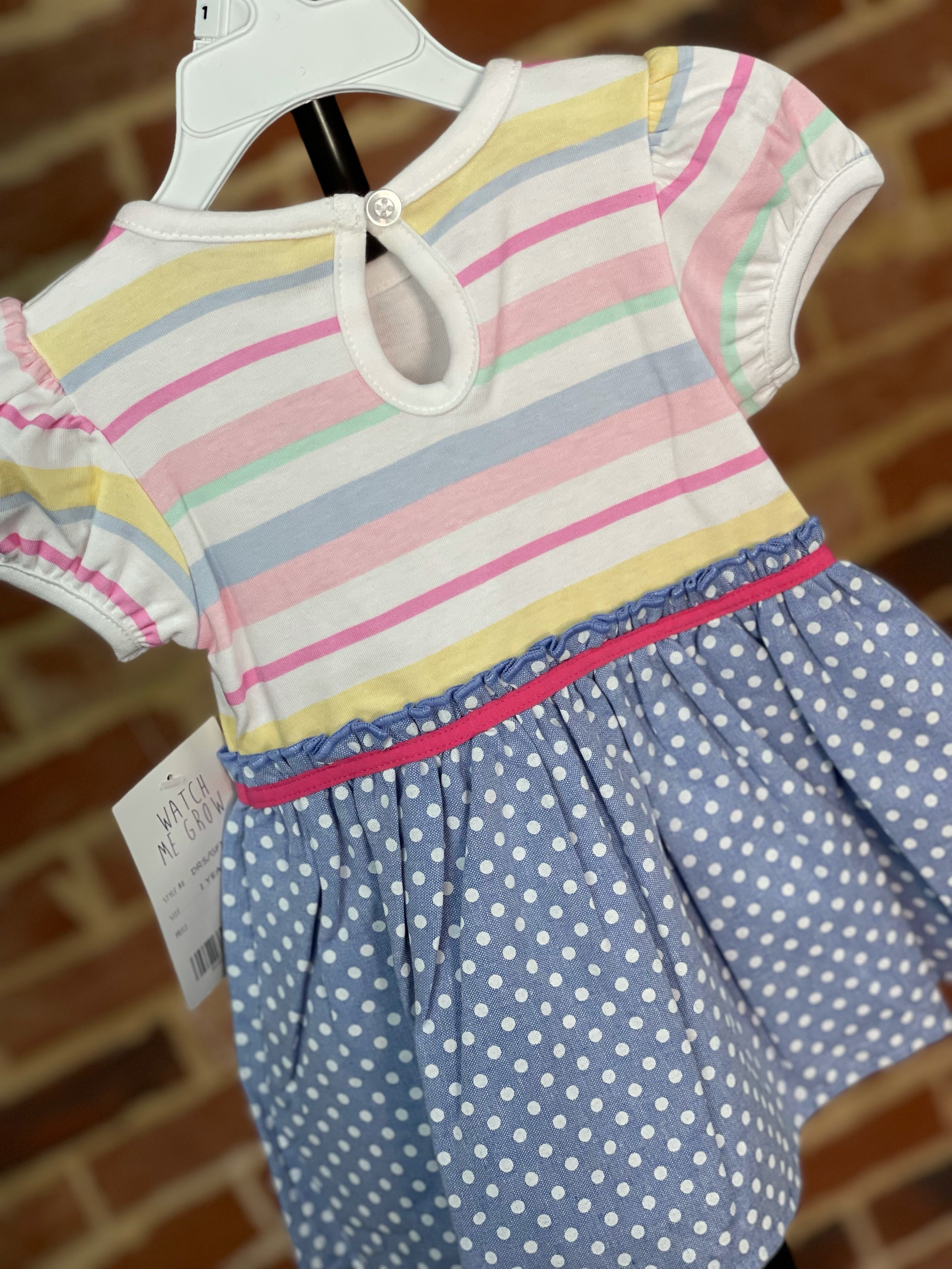 Girls Dress Candy Stripes/Dots
