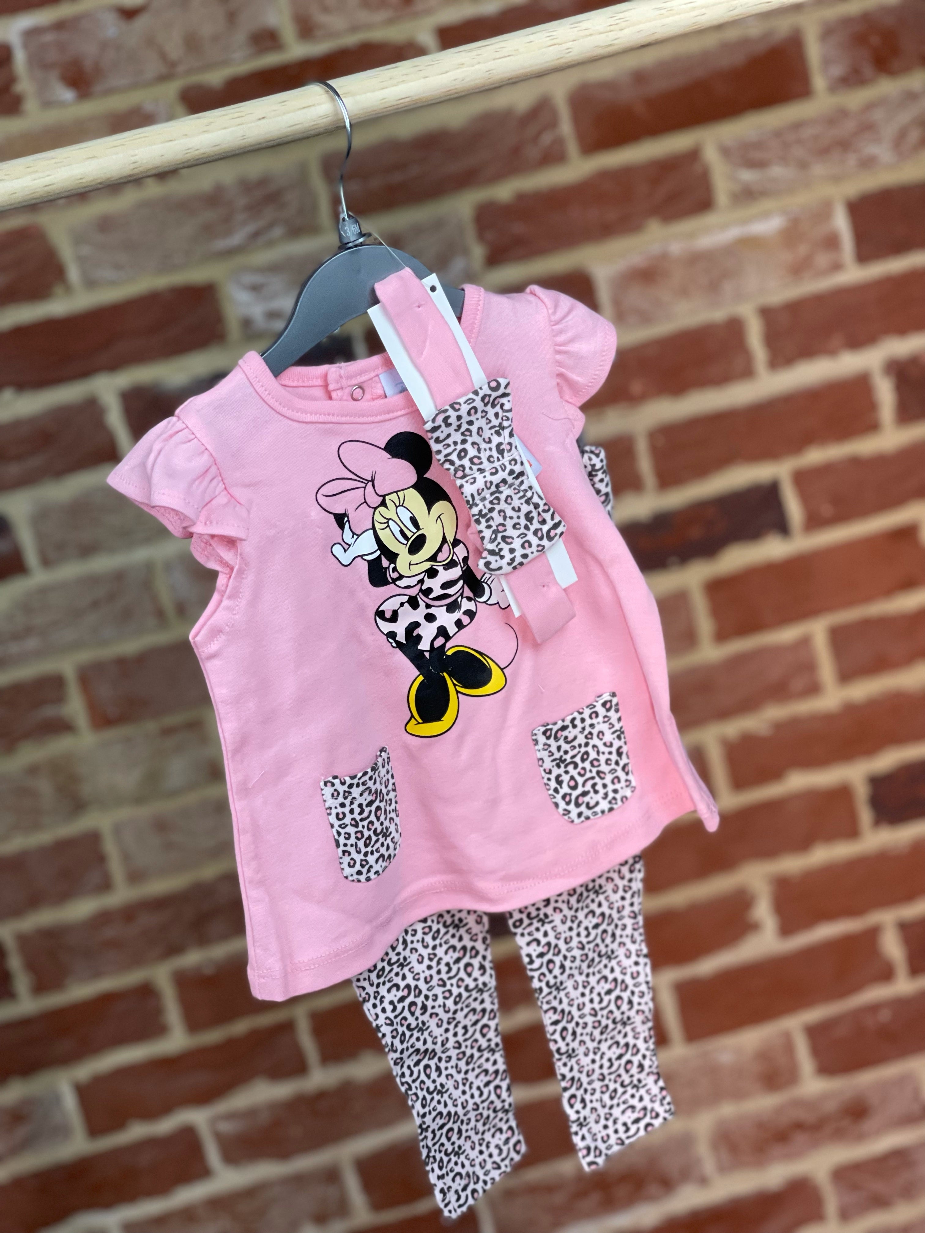 Disney Minnie Short Cap Sleeve Top, Leopard Leggings & Headband