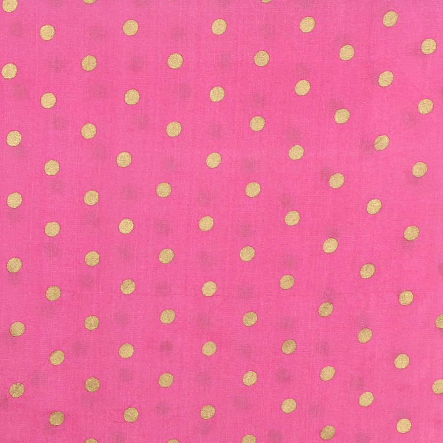 100% Silk Pink & Metallic Gold Scarf