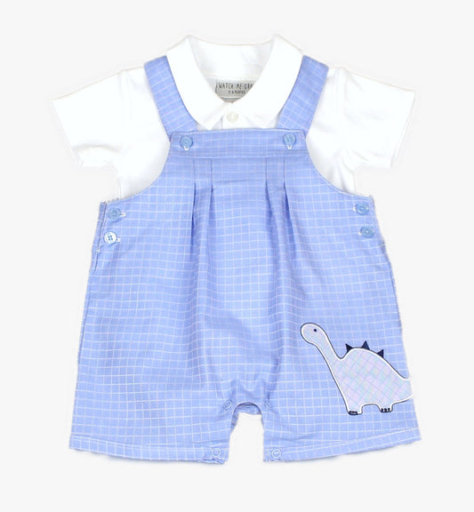 BABY BOYS DINO DUNGAREE & POLO TOP SET