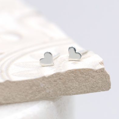 Sterling Silver | Tiny Heart Stud Earrings