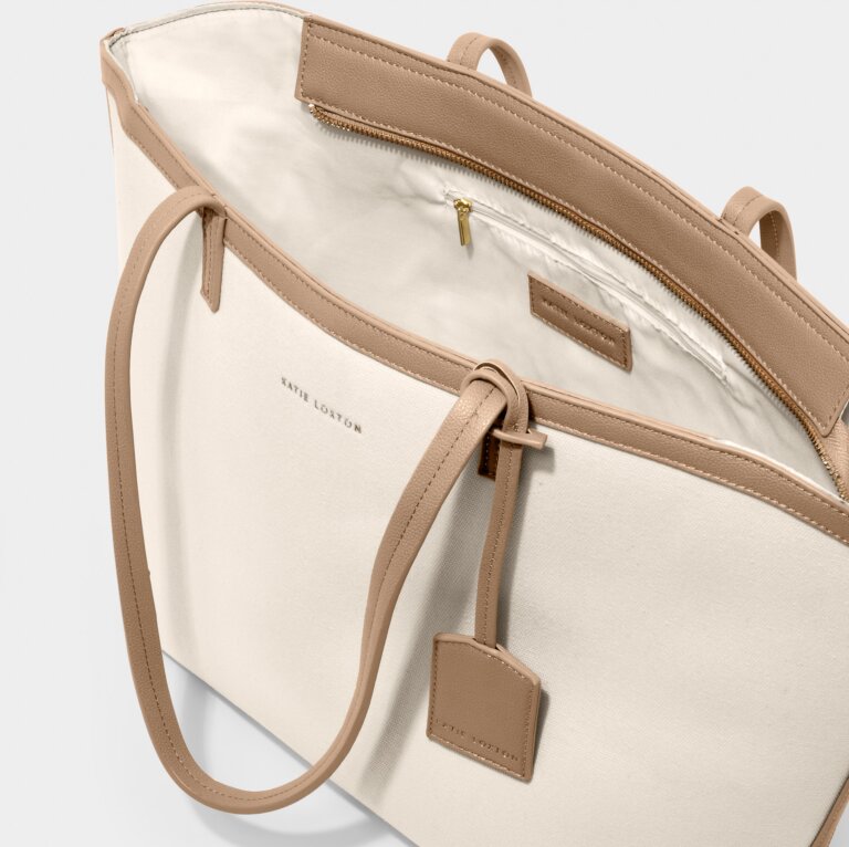 KL Amalfi Cavas Tote Bag | Off White / Soft Tan