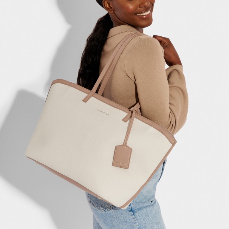 KL Amalfi Cavas Tote Bag | Off White / Soft Tan