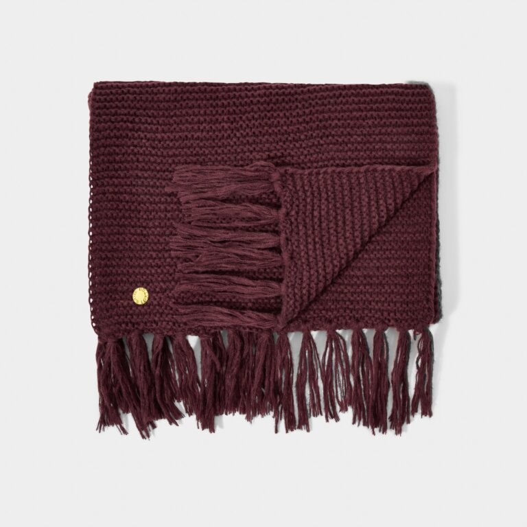 KL Chunky Knitted Scarf | Plum