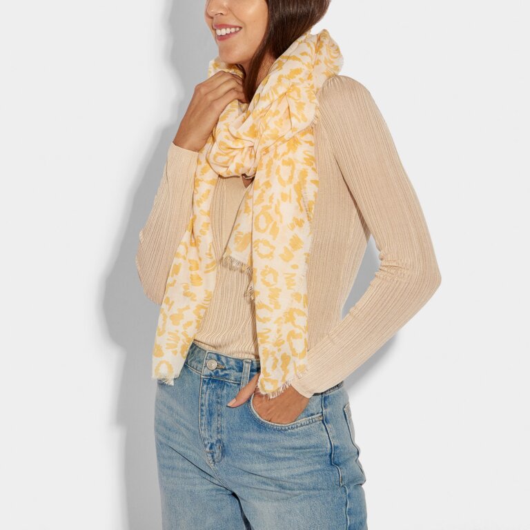 KL Leopard Scarf | White/Yellow