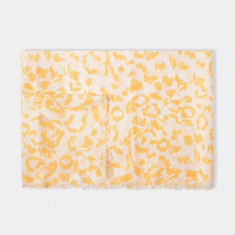 KL Leopard Scarf | White/Yellow